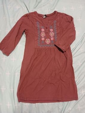 Girls' Mauve Floral Embroidered Dress